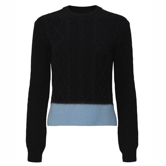 MARNI Silk Virgin Wool Cable Knit Colorblock Stripe Crewneck Cropped Sweater XS - Picture 7 of 10